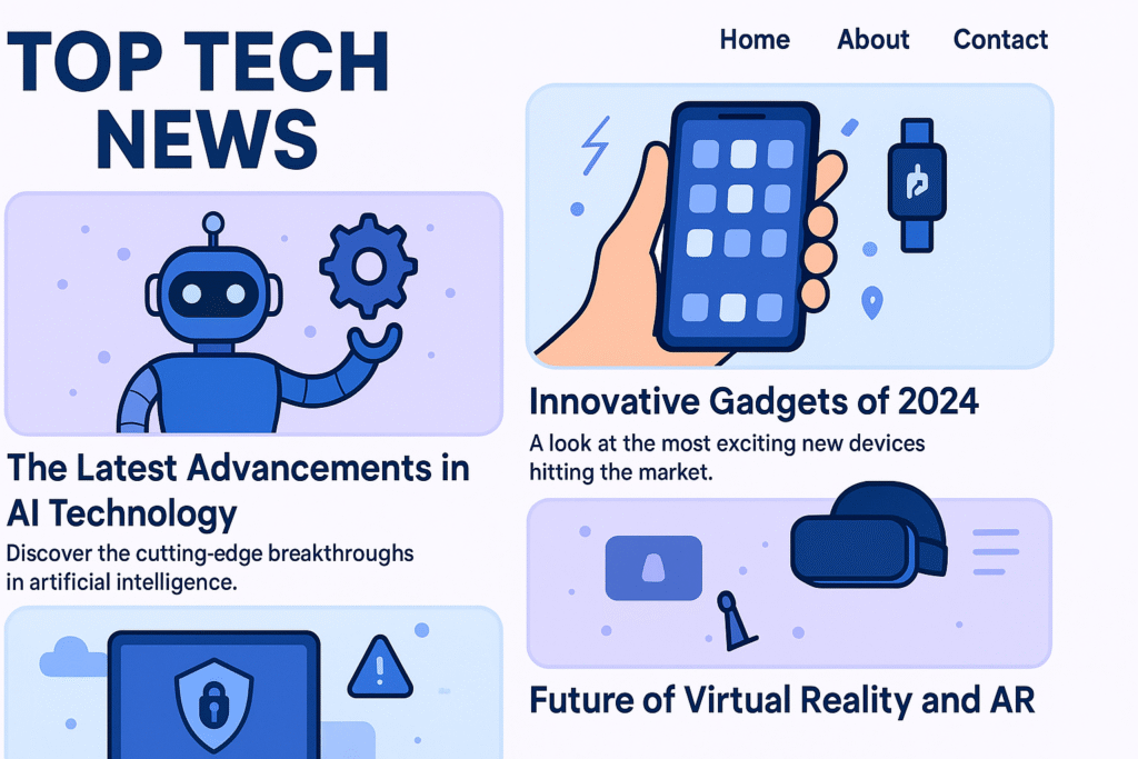 Digital news ticker displaying the latest tech headlines from top technology news sources.