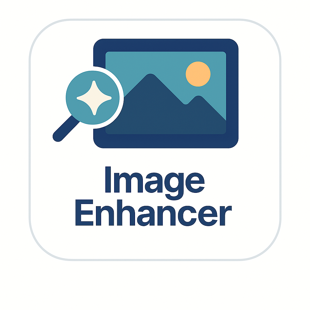 Image Enhancer web tool showing original image upload and enhanced image preview side by side with enhancement settings.