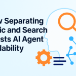 Diagram illustrating how decoupling logic from search in AI agents enhances scalability, with modular components scaling independently for efficient performance.
