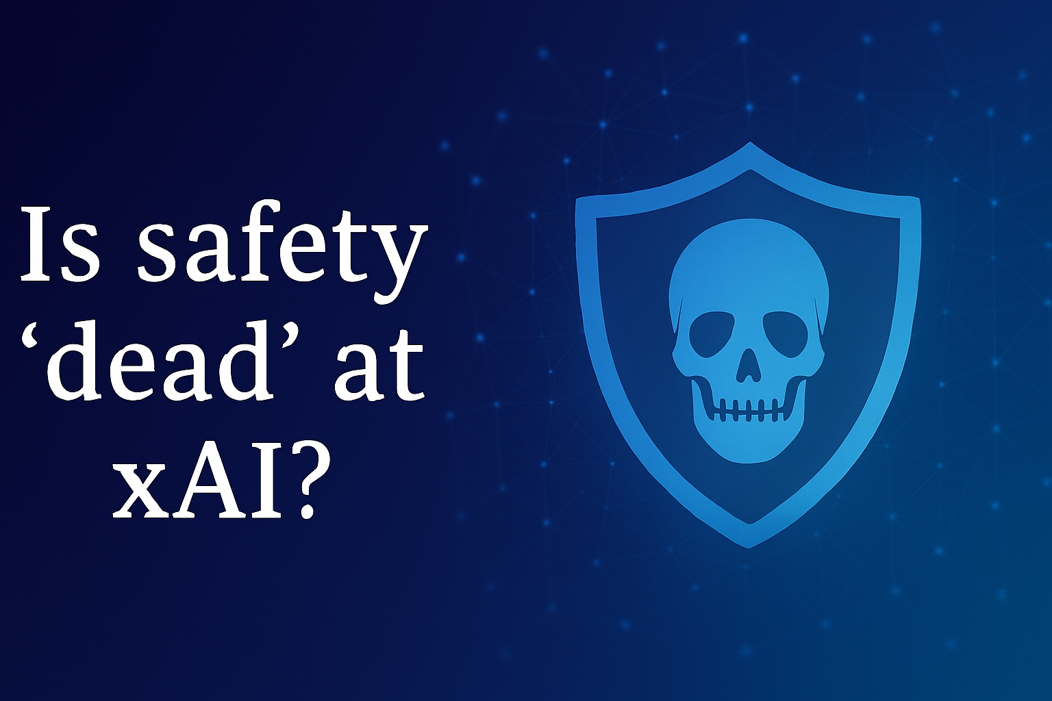 xAI safety dead debate graphic with Elon Musk and AI ethics icons