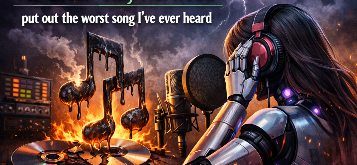 AI-generated Tilly Norwood in music video still from "Take the Lead" worst AI song controversy