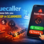 Truecaller app interface showing automatic hang up feature for detected scam calls