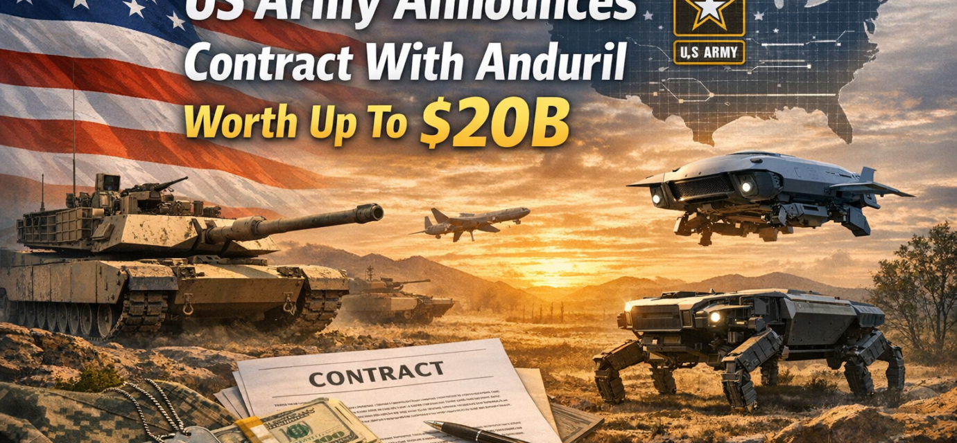 US Army soldier with Anduril drone and contract signing ceremony for $20B defense deal