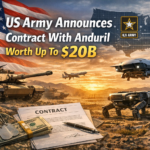 US Army soldier with Anduril drone and contract signing ceremony for $20B defense deal