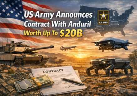 US Army soldier with Anduril drone and contract signing ceremony for $20B defense deal