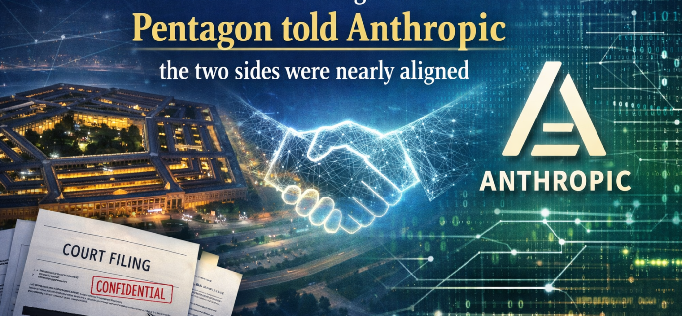 Court filing document showing Pentagon Anthropic near alignment on supply-chain risk before designation