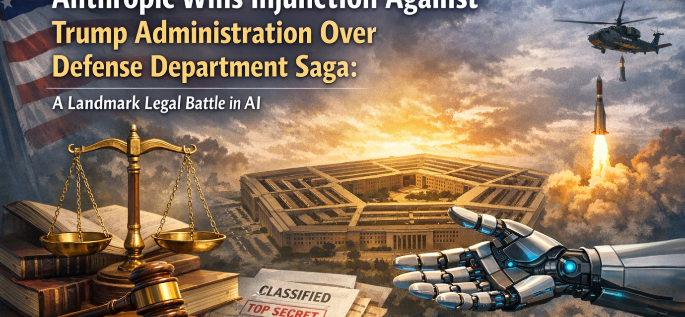 Court gavel ruling in favor of Anthropic against Trump administration in Defense Department AI battle