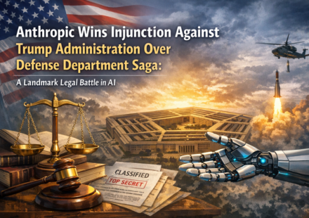 Court gavel ruling in favor of Anthropic against Trump administration in Defense Department AI battle
