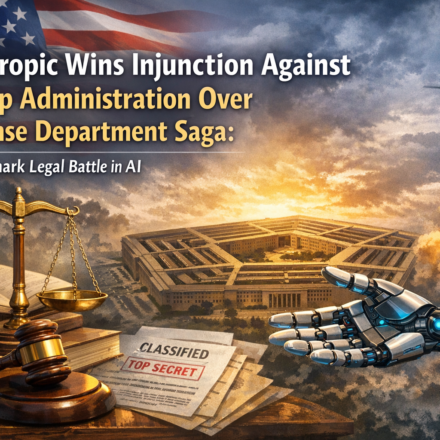 Court gavel ruling in favor of Anthropic against Trump administration in Defense Department AI battle