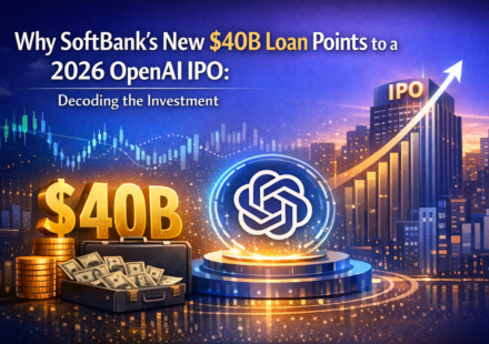 SoftBank Masayoshi Son shaking hands with Sam Altman over $40B OpenAI loan signaling 2026 IPO path