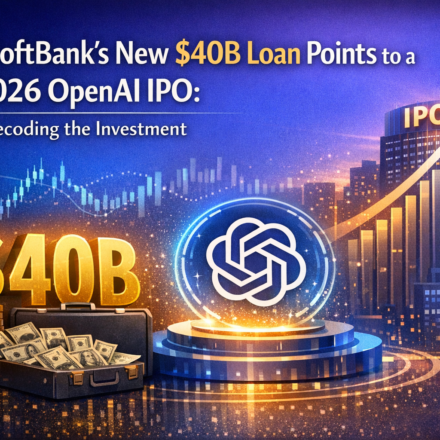 SoftBank Masayoshi Son shaking hands with Sam Altman over $40B OpenAI loan signaling 2026 IPO path