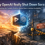 OpenAI Sora video generation interface with shutdown warning and technical limitation graphics