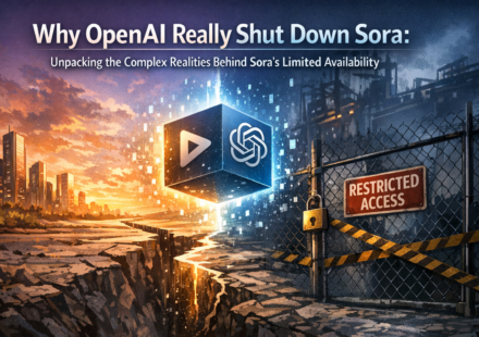 OpenAI Sora video generation interface with shutdown warning and technical limitation graphics