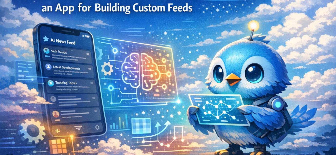 Bluesky Attie app interface showing AI‑powered custom feed generation and personalization features