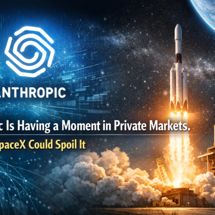 Anthropic valuation chart peaking while SpaceX rocket launch threatens private market dominance