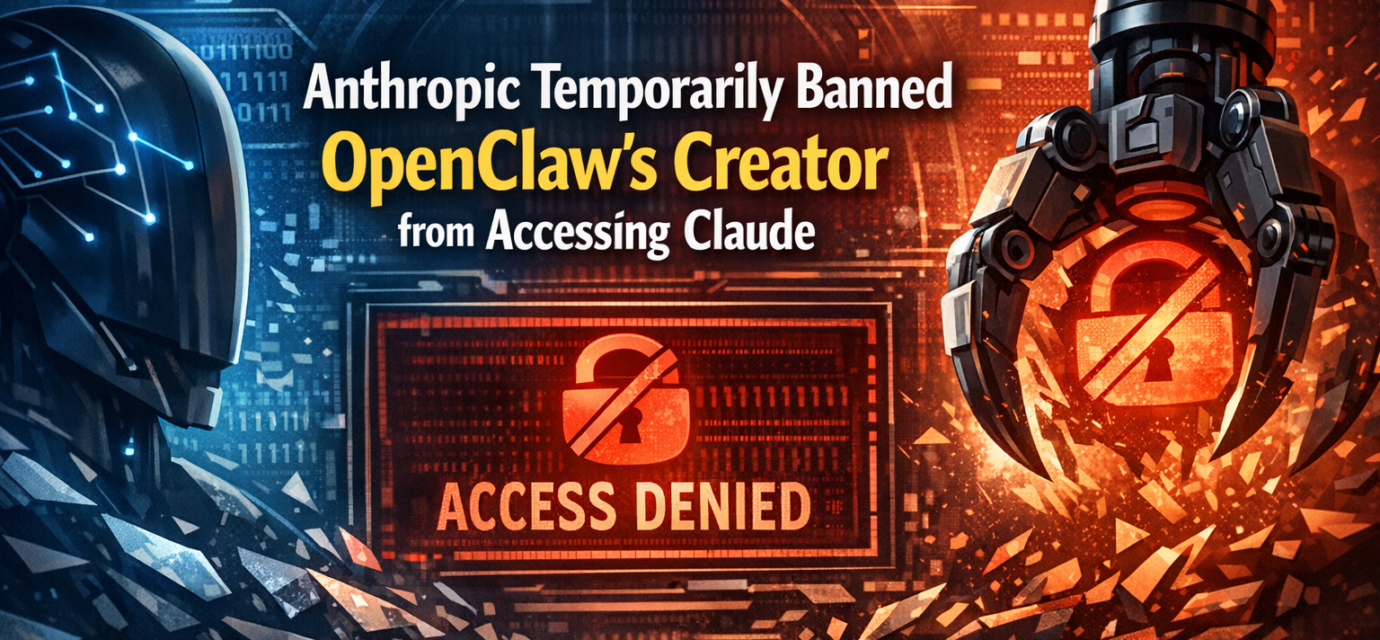 Anthropic Claude access denied screen with OpenClaw project logo and temporary ban notification