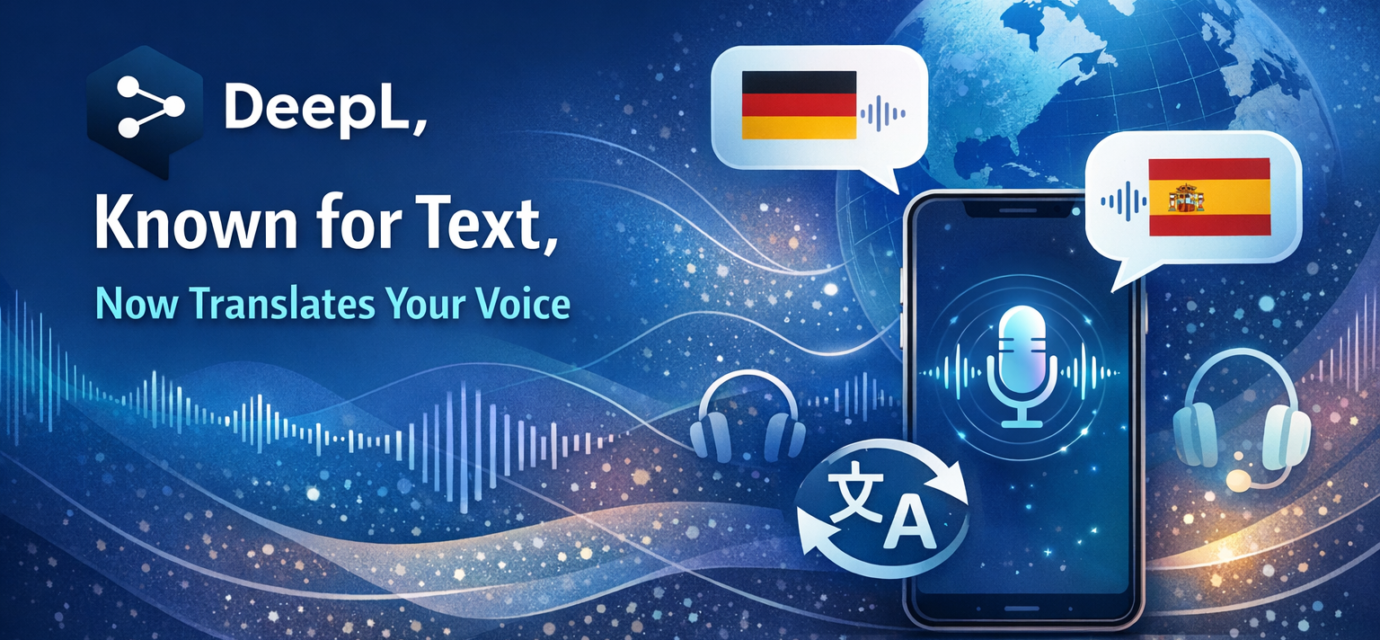 DeepL voice translation interface showing real-time speech-to-speech conversion across languages