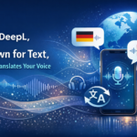 DeepL voice translation interface showing real-time speech-to-speech conversion across languages