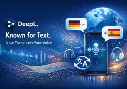 DeepL voice translation interface showing real-time speech-to-speech conversion across languages