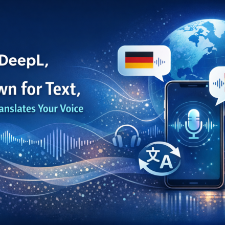 DeepL voice translation interface showing real-time speech-to-speech conversion across languages