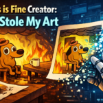 KC Green This is fine dog comic next to AI generated art theft accusation graphic