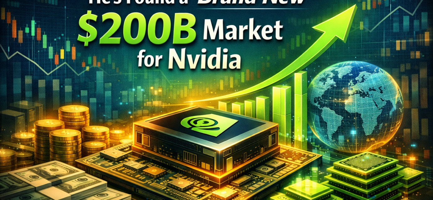 Jensen Huang presenting Nvidia’s new $200B market opportunity at an AI event