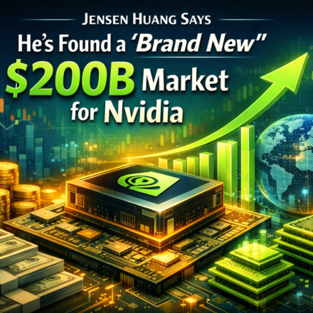 Jensen Huang presenting Nvidia’s new $200B market opportunity at an AI event