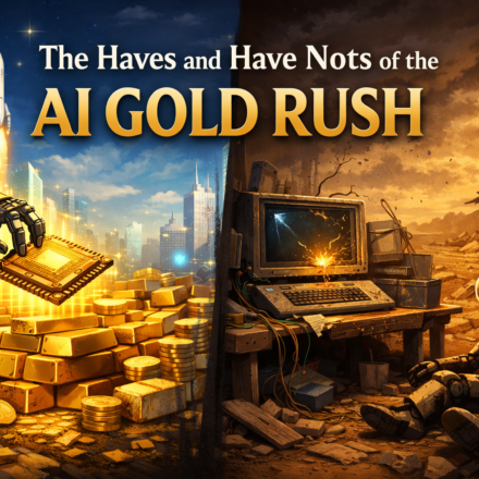 AI gold rush winners and losers illustration showing wealth gap in the technology industry