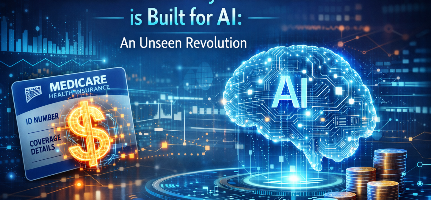 Medicare payment model and AI healthcare technology concept with digital medical data