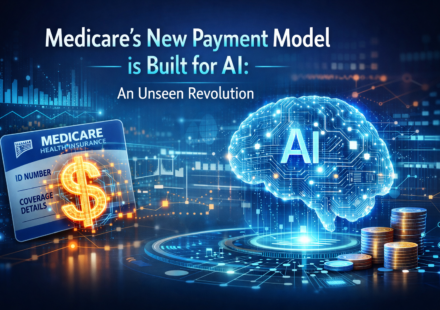Medicare payment model and AI healthcare technology concept with digital medical data